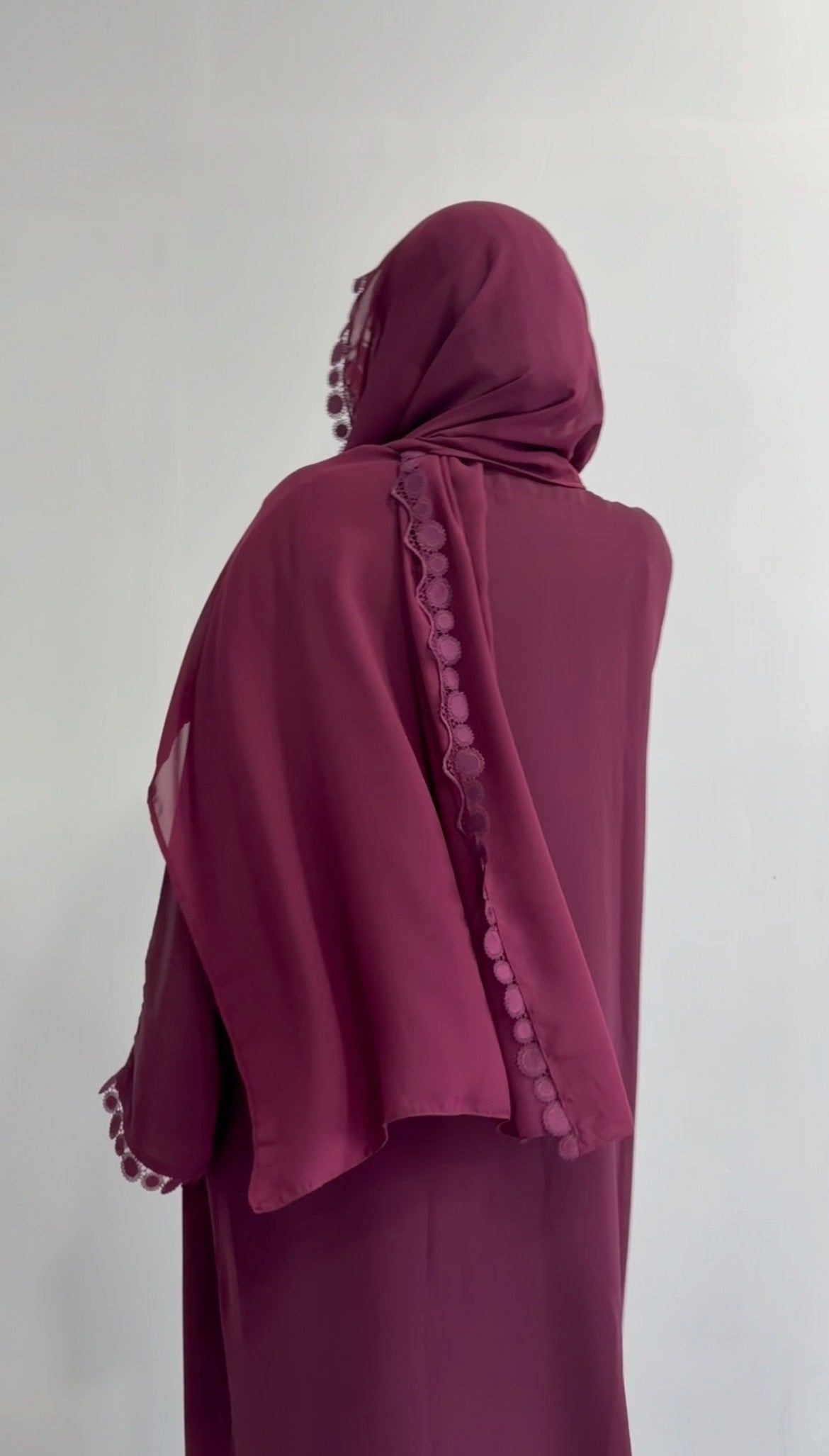 Burgundy Open Abaya