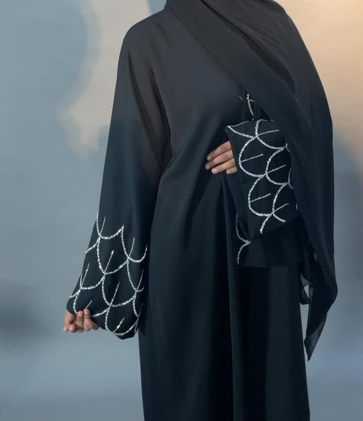 Silver Elegance Open Abaya