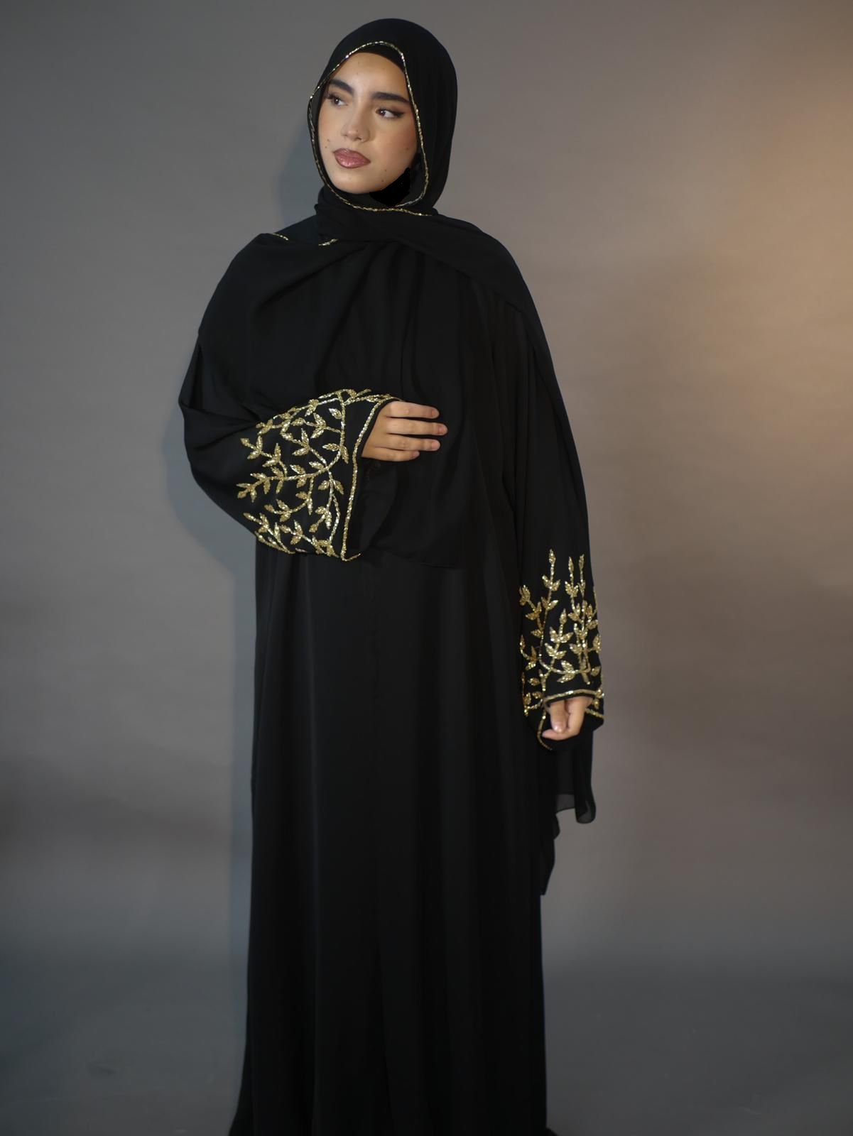Golden Elegance Open Abaya