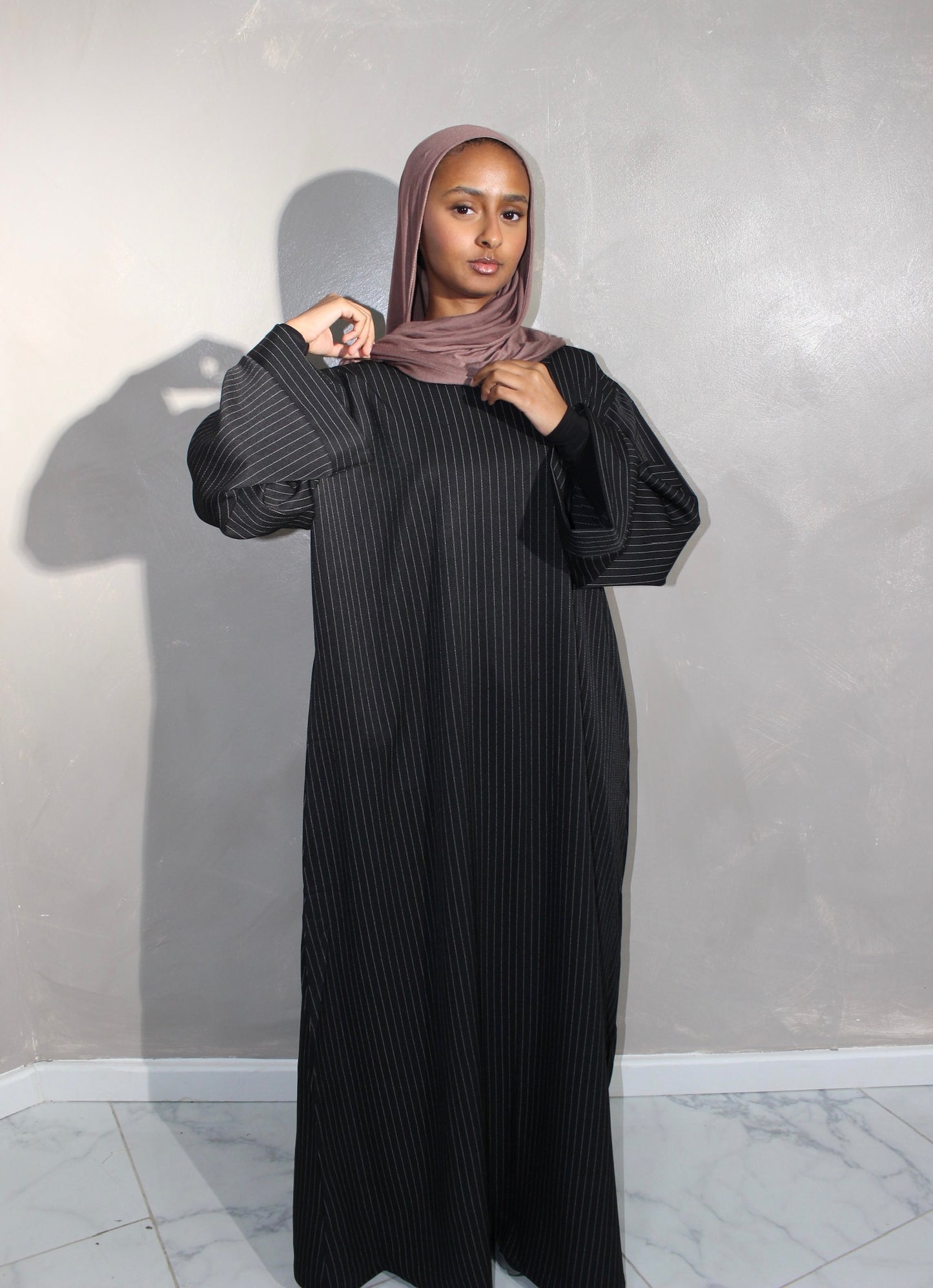 Black pinstripe abayah