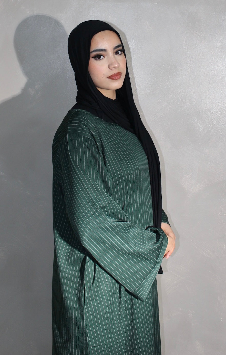Green pinstripe abayah