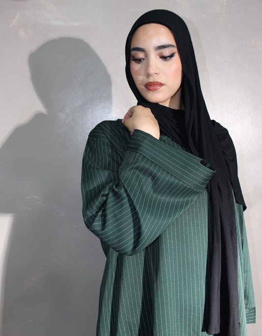 Green pinstripe abayah