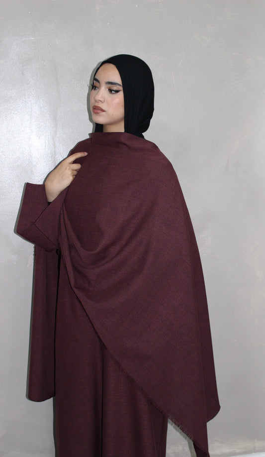 Burgundy shawl drape abayah