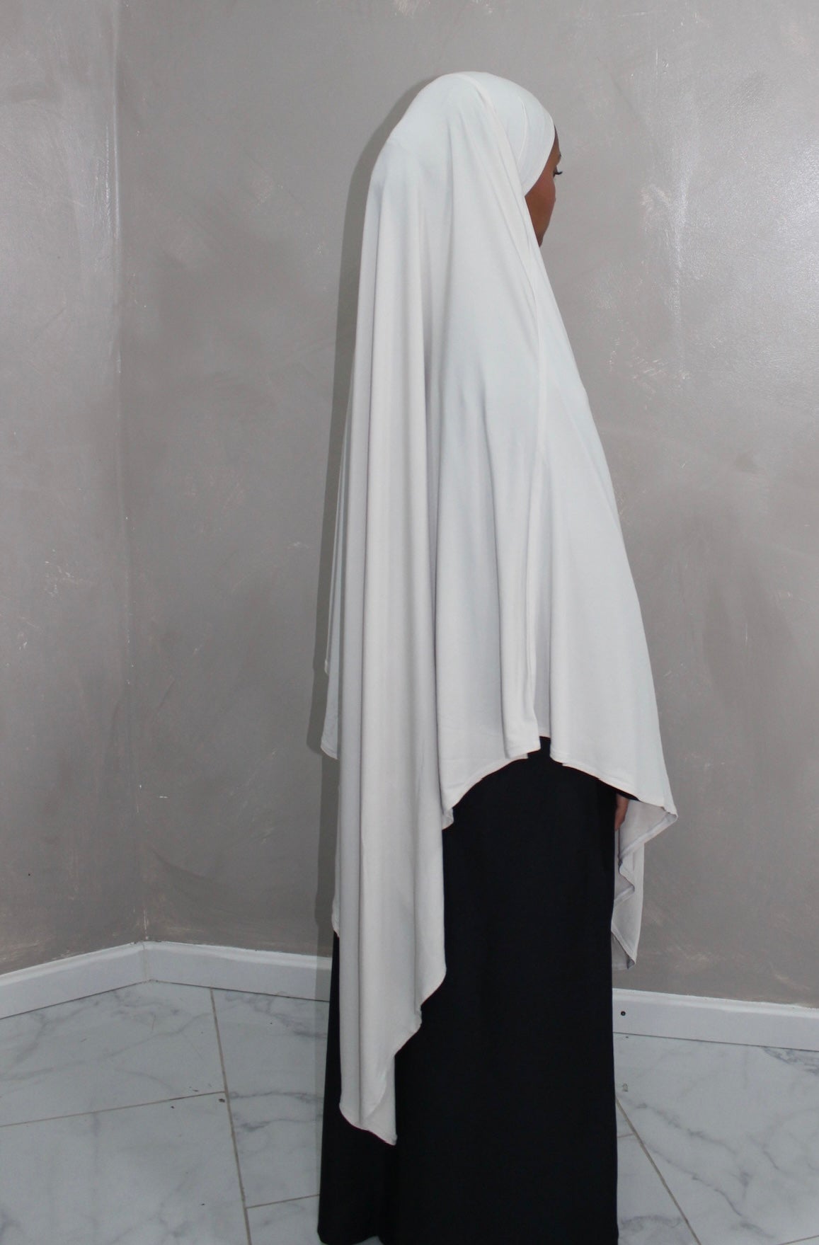 Cream jersey khimar