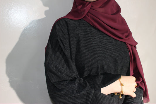 Black Corduroy Abayah