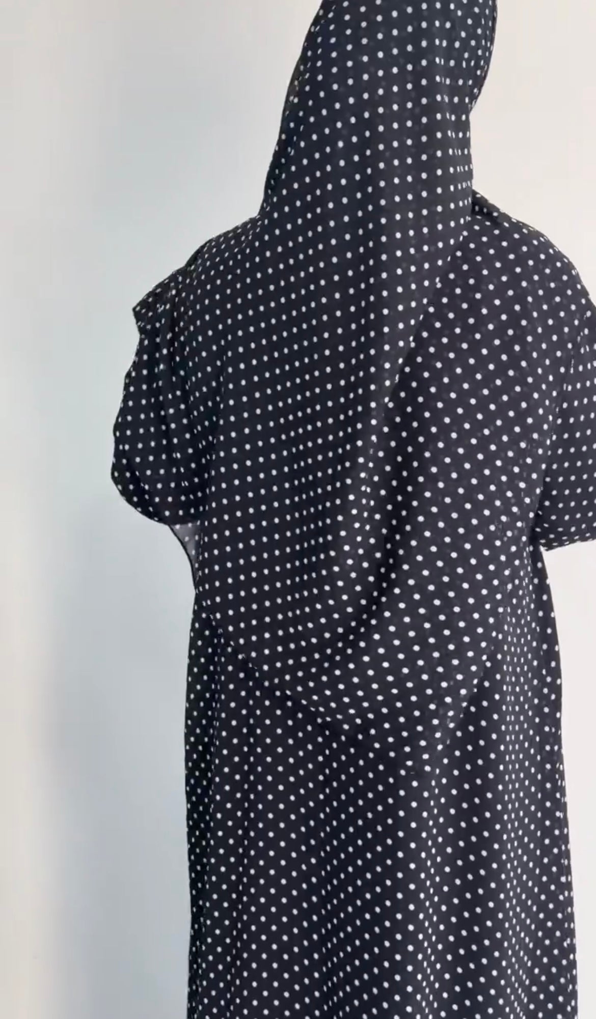 Black and white polka dot abaya