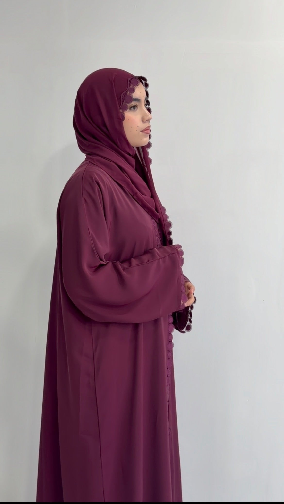 Burgundy Open Abaya