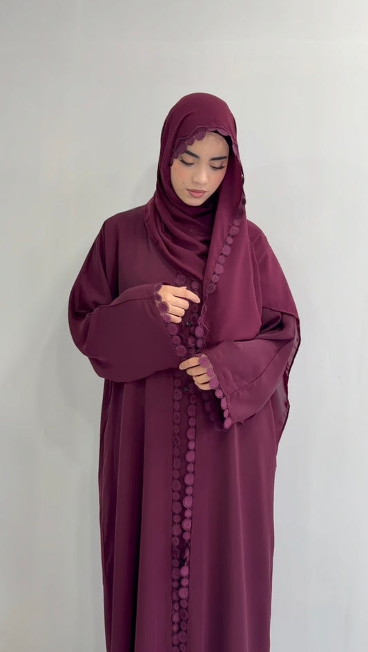 Burgundy Open Abaya