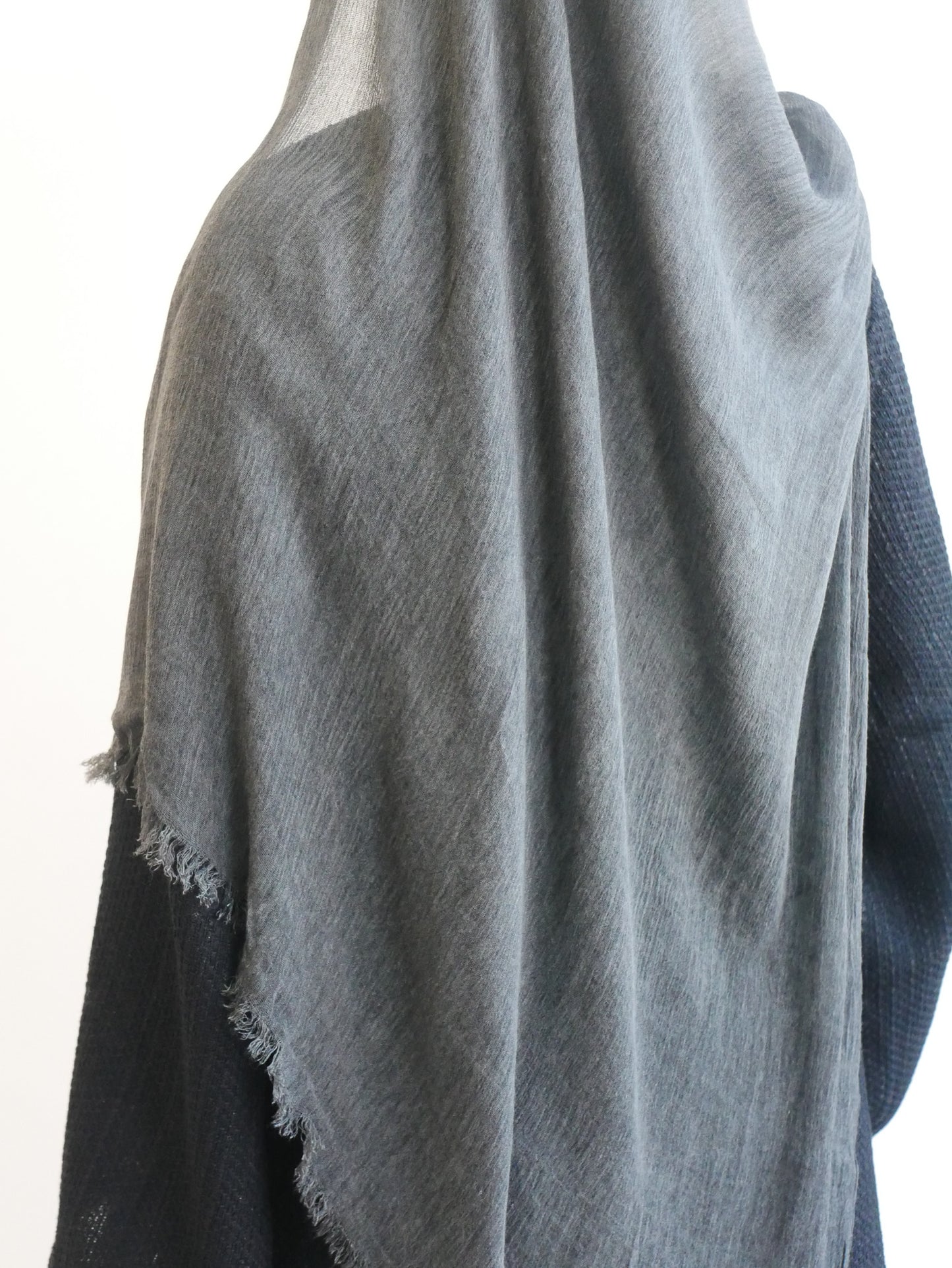 Grey ruffled cotton hijab