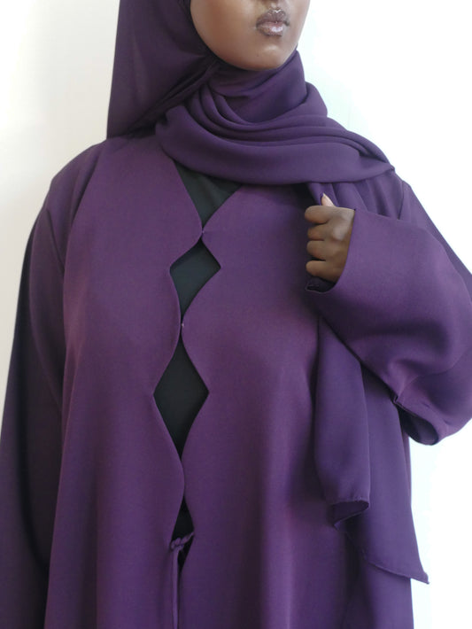 Purple front wrap abayah