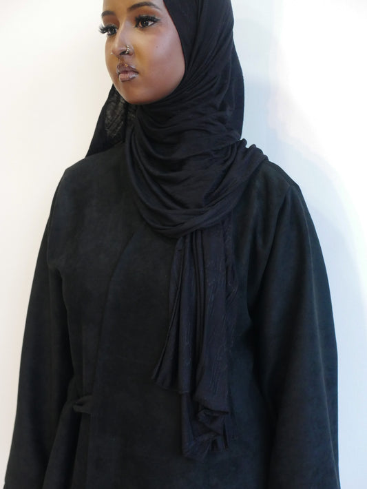 Black suede wrap abayah