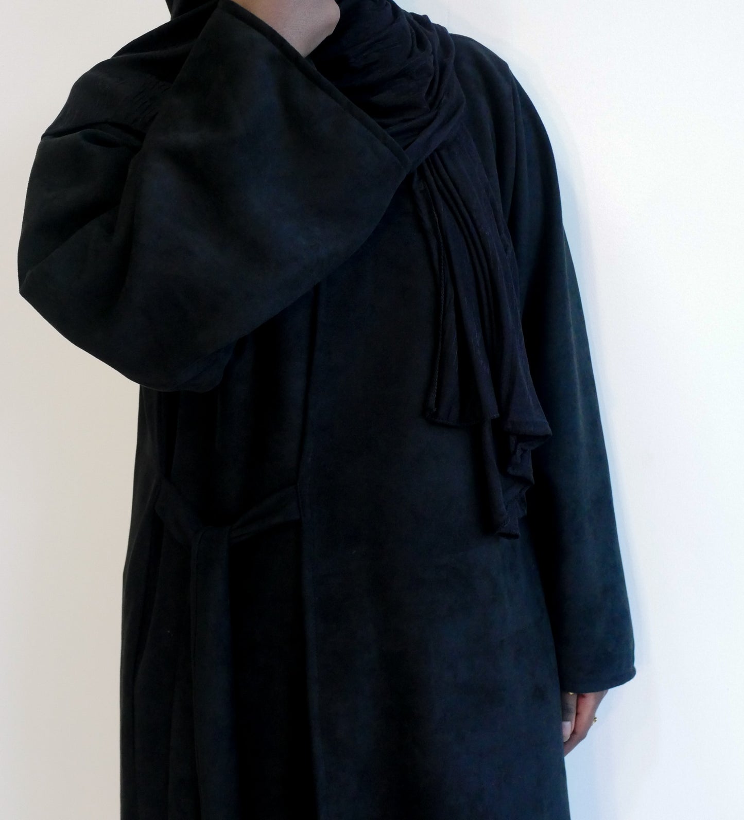 Black suede wrap abayah