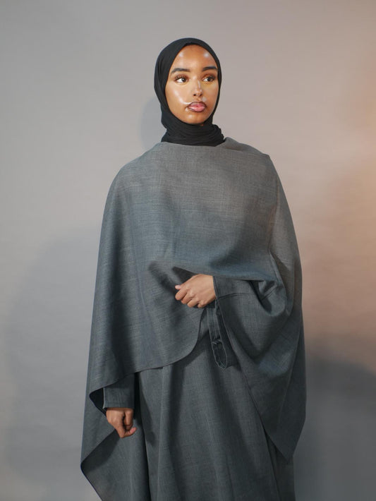 Linen Grey Shawl Abaya