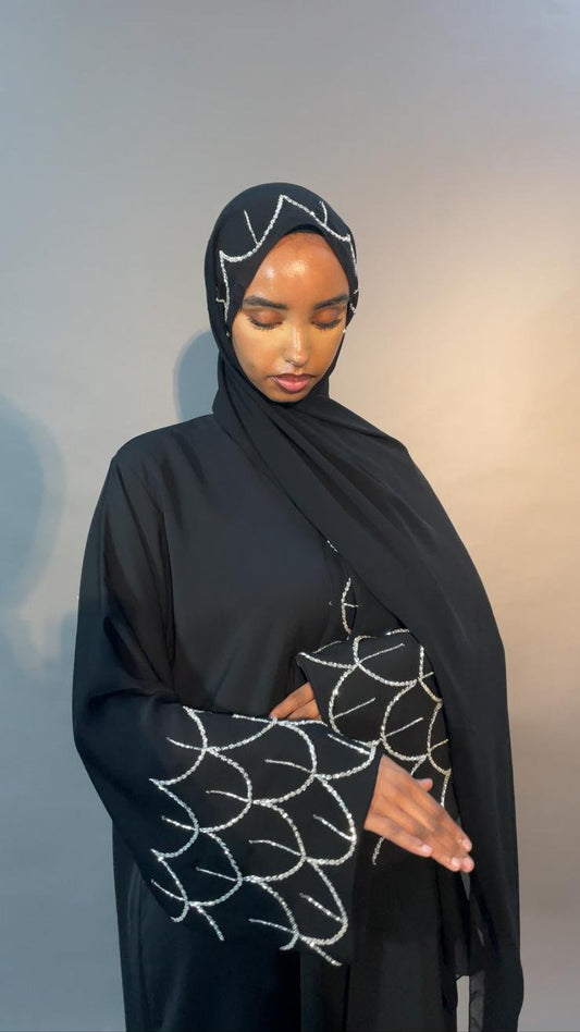 Silver Elegance Open Abaya