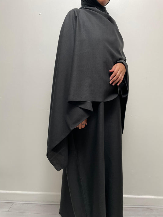 Linen Black Shawl Abaya