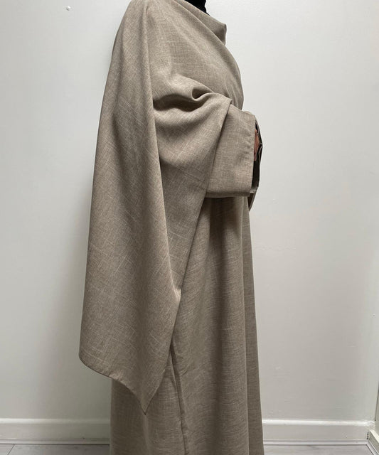 Linen Beige Shawl Abaya